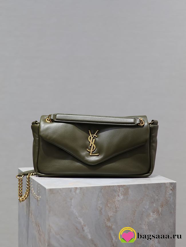 Bagsaaa YSL Calypso Small In Plunged Lambskin 734153 Dark Green - 26×14×7cm - 1