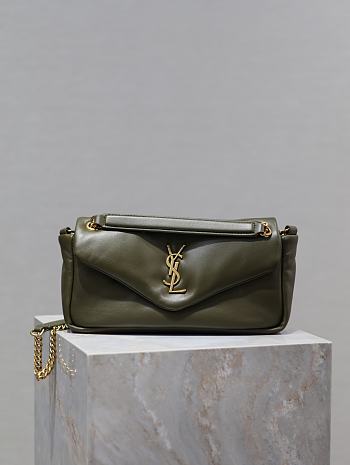 Bagsaaa YSL Calypso Small In Plunged Lambskin 734153 Dark Green - 26×14×7cm