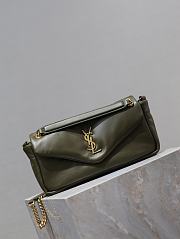 Bagsaaa YSL Calypso Small In Plunged Lambskin 734153 Dark Green - 26×14×7cm - 3