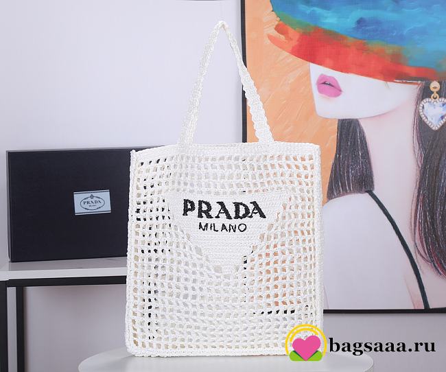 Bagsaaa Prada Crochet Tote Bag 1BG393 White - 38x36x3 cm - 1