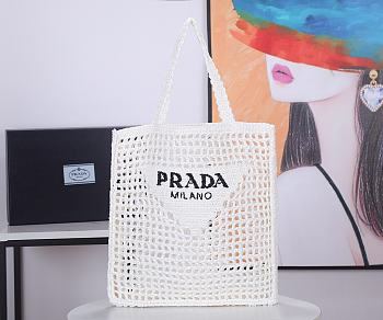 Bagsaaa Prada Crochet Tote Bag 1BG393 White - 38x36x3 cm