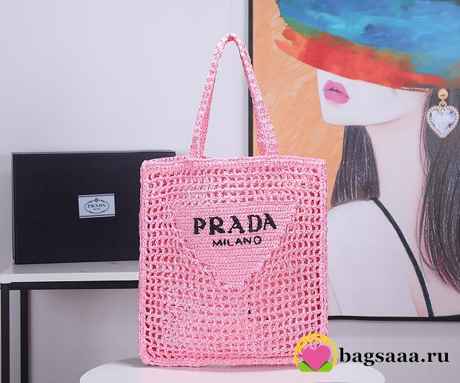 Bagsaaa Prada Crochet Tote Bag 1BG393 Pink - 38x36x3 cm - 1