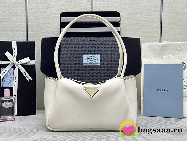 Bagsaaa Prada Medium Leather Handbag 1BA444 White - 28x16x10.5 cm - 1