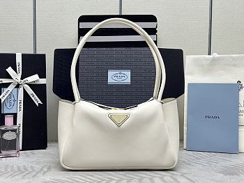 Bagsaaa Prada Medium Leather Handbag 1BA444 White - 28x16x10.5 cm