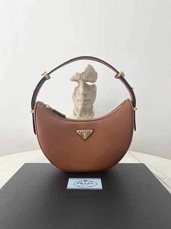 Bagsaaa Prada Arqué Leather Shoulder Bag 1BC194 Brown - 22×18×6 cm