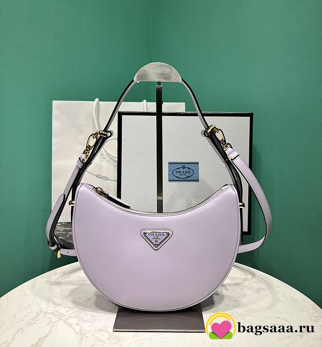 Bagsaaa Prada Arqué Leather Shoulder Bag 1BC194 Lilac Purple - 22×18×6 cm - 1