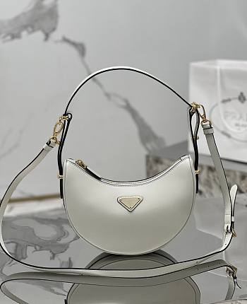 Bagsaaa Prada Arqué Leather Shoulder Bag 1BC194 White - 22×18×6 cm