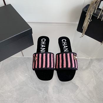 Bagsaaa Chanel Mules Crochet Black & Pink G45597