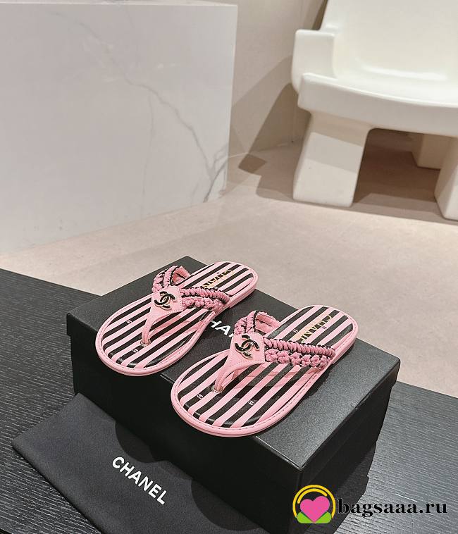 Bagsaaa Chanel Thongs G45596 Black & Pink - 1