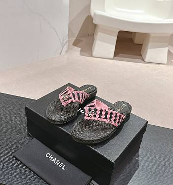 Bagsaaa Chanel Thongs Crochet Black & Pink G45595