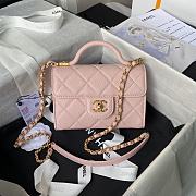 Bagsaaa Chanel Mini Flap Bag With Top Handle AS4956 Pink Caviar - 13 × 18 × 8 cm - 1