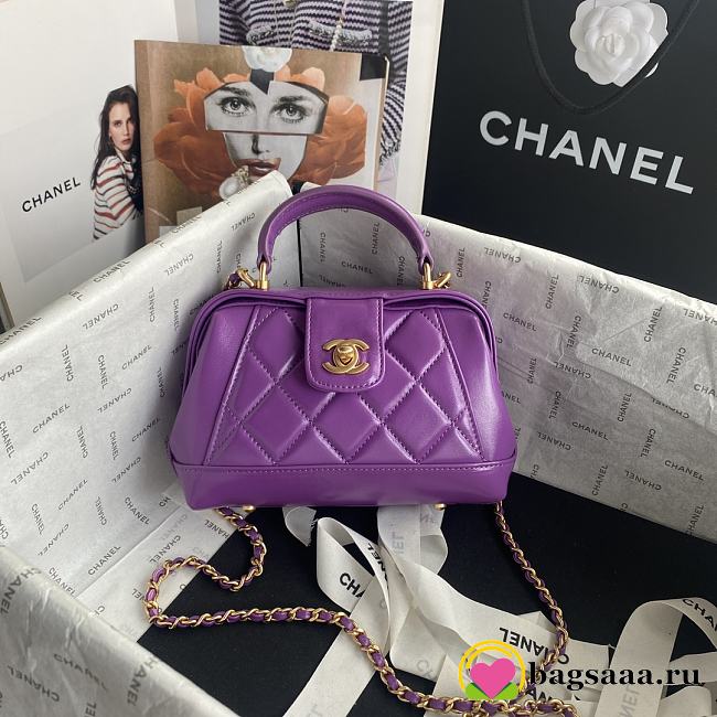 Bagsaaa Chanel Mini Bag With Top Handle AS4958 Purple - 12 × 18 × 7 cm - 1