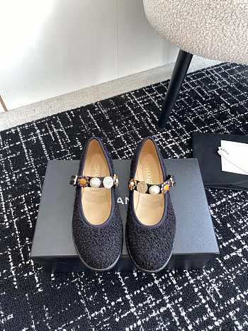 Bagsaaa Chanel Mary Janes G45778 Black Wool Tweed