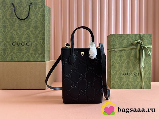 Bagsaaa Gucci GG Super Mini Bag With Strap 790133 Black - 21cm - 1