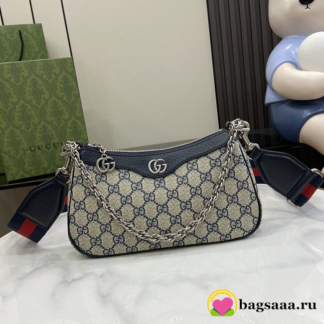 Bagsaaa Ophidia GG Small Handbag 735132 Beige & Blue - 25 x 15.5 x 6cm - 1