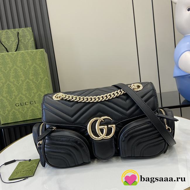 Bagsaaa Gucci GG Marmont Small Multi-Pocket Bag ‎795228 Black - 25.5 x 15 x 7 cm - 1