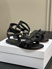 Bagsaaa Dior Adiorable Sandal Black Calfskin and Fringed Grosgrain - 1