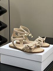 Bagsaaa Dior Adiorable Sandal Nude Calfskin and Fringed Grosgrain - 1