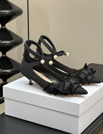 Bagsaaa Dior Adiorable Pump Black Fringed Grosgrain