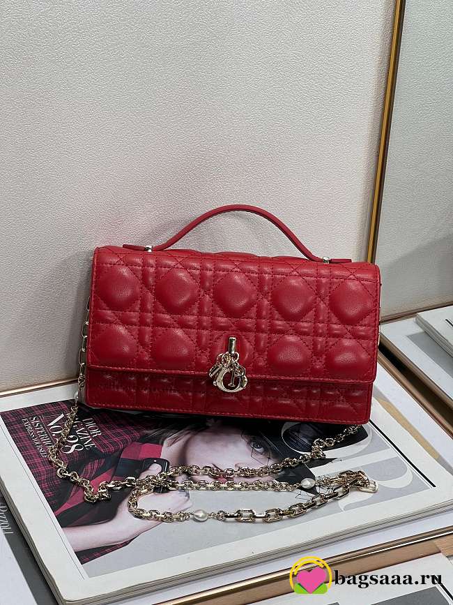 Bagsaaa My Dior Mini Bag Red Cannage Lambskin - 21 x 11.5 x 4.5 cm - 1