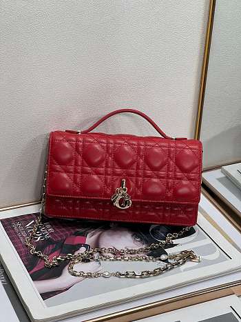 Bagsaaa My Dior Mini Bag Red Cannage Lambskin - 21 x 11.5 x 4.5 cm