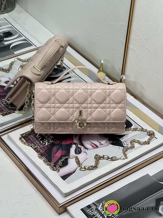 Bagsaaa My Dior Mini Bag Powder Pink Cannage Lambskin - 21 x 11.5 x 4.5 cm - 1