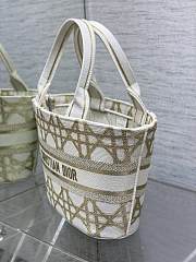 Bagsaaa Dior Hat Basket Bag White and Gold-Tone Macrocannage Embroidery - 35 x 20.5 x 11 cm - 5