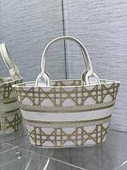 Bagsaaa Dior Hat Basket Bag White and Gold-Tone Macrocannage Embroidery - 35 x 20.5 x 11 cm - 2