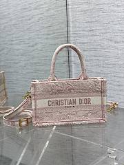 Bagsaaa Mini Dior Book Tote Pink Toile de Jouy Reverse Embroidery - 21.5 x 13 x 7.5 cm - 1