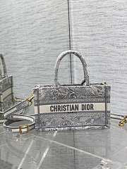 Bagsaaa Mini Dior Book Tote Gray Toile de Jouy Reverse Embroidery - 21.5 x 13 x 7.5 cm - 1