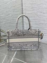 Bagsaaa Mini Dior Book Tote Gray Toile de Jouy Reverse Embroidery - 21.5 x 13 x 7.5 cm - 2