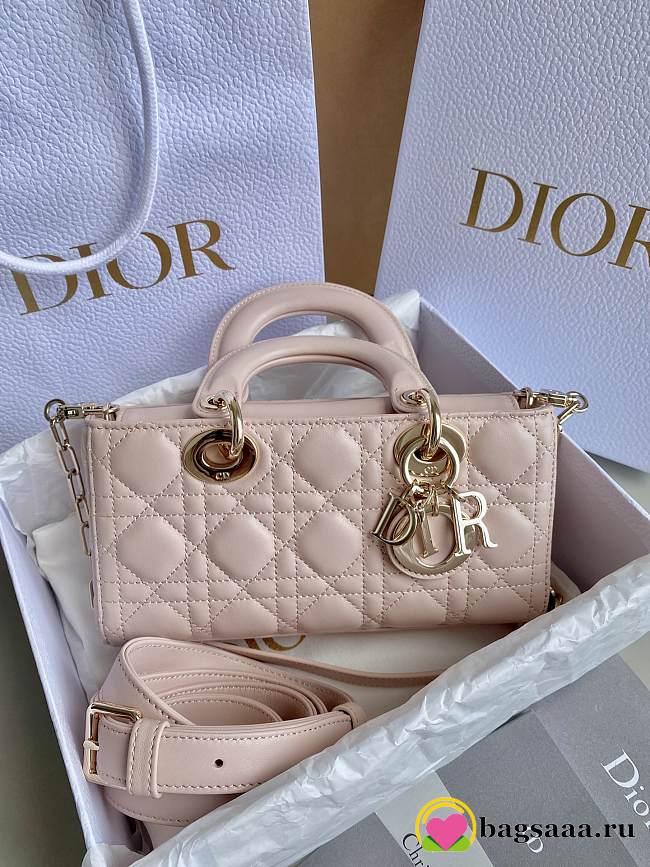 Bagsaaa Dior Small Lady D-Joy Bag Powder Pink Cannage Lambskin - 22 x 12 x 6 cm - 1