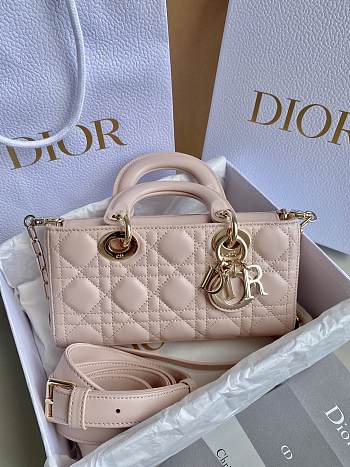 Bagsaaa Dior Small Lady D-Joy Bag Powder Pink Cannage Lambskin - 22 x 12 x 6 cm