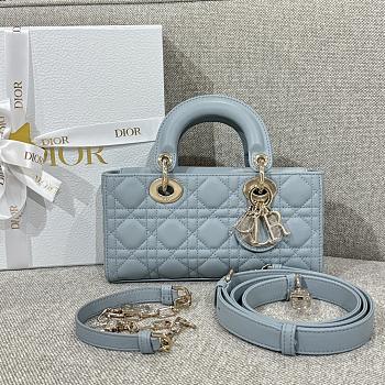 Bagsaaa Dior Small Lady D-Joy Bag Pale Blue Cannage Lambskin - 22 x 12 x 6 cm