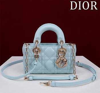 Bagsaaa Dior Lady D-Joy Micro Bag Céleste Blue Cannage Lambskin - 16 x 9 x 5 cm