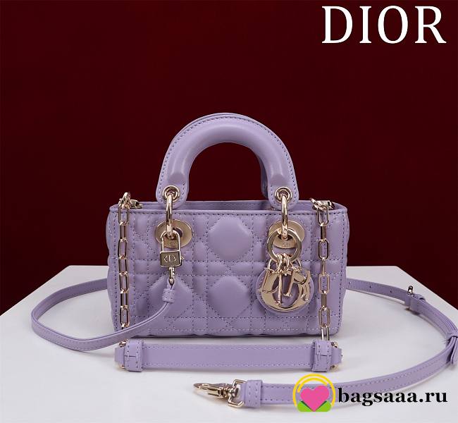 Bagsaaa Dior Lady D-Joy Micro Bag Lilac Purple Cannage Lambskin - 16 x 9 x 5 cm - 1