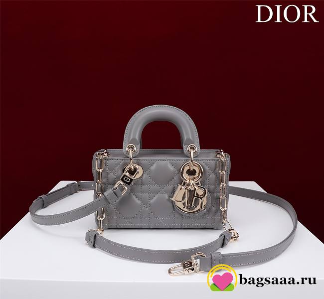 Bagsaaa Dior Lady D-Joy Micro Bag Gray Cannage Lambskin - 16 x 9 x 5 cm - 1