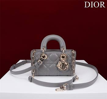 Bagsaaa Dior Lady D-Joy Micro Bag Gray Cannage Lambskin - 16 x 9 x 5 cm