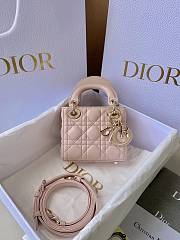 Bagsaaa Lady Dior Micro Bag Powder Pink Cannage Lambskin - 12 x 10.2 x 5 cm - 1