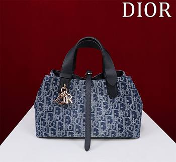 Bagsaaa Medium Dior Toujours Bag Blue Denim Dior Oblique Jacquard - 28.5 x 21.5 x 17 cm