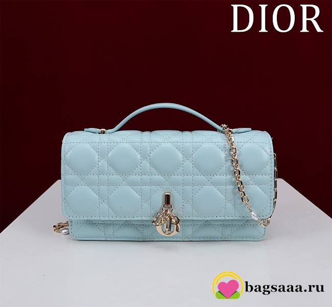 Bagsaaa My Dior Mini Bag Placid Blue Cannage Lambskin - 21 x 11.5 x 4.5 cm - 1