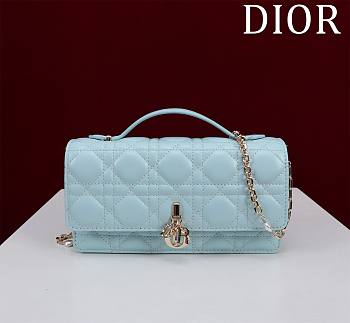 Bagsaaa My Dior Mini Bag Placid Blue Cannage Lambskin - 21 x 11.5 x 4.5 cm