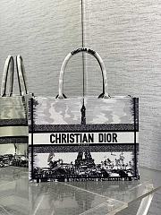 Bagsaaa Medium Dior Book Tote White and Black Paris Embroidery - 36 x 27.5 x 16.5 cm - 1