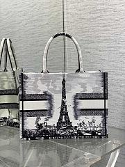 Bagsaaa Medium Dior Book Tote White and Black Paris Embroidery - 36 x 27.5 x 16.5 cm - 3