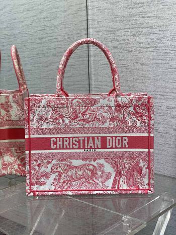 Bagsaaa Medium Dioriviera Dior Book Tote Candy Pink Toile de Jouy Embroidery - 36 x 27.5 x 16.5 cm