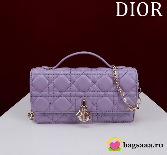 Bagsaaa My Dior Mini Bag Purple Cannage Lambskin - 21 x 11.5 x 4.5 cm - 1