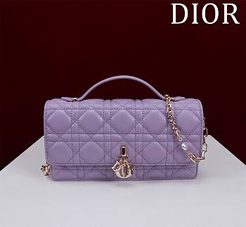 Bagsaaa My Dior Mini Bag Purple Cannage Lambskin - 21 x 11.5 x 4.5 cm