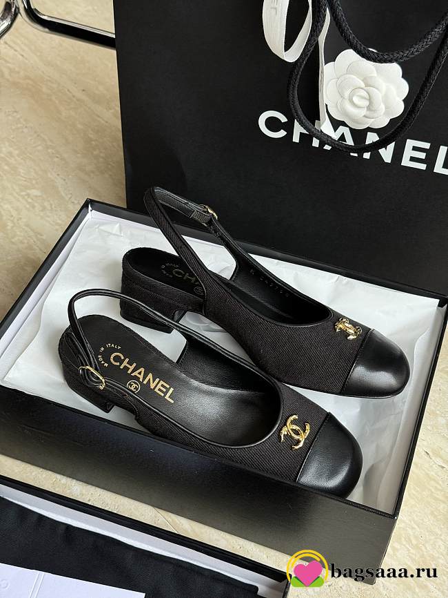 Bagsaaa Chanel Slingbacks Wool & Calfskin Black G45768 - 1