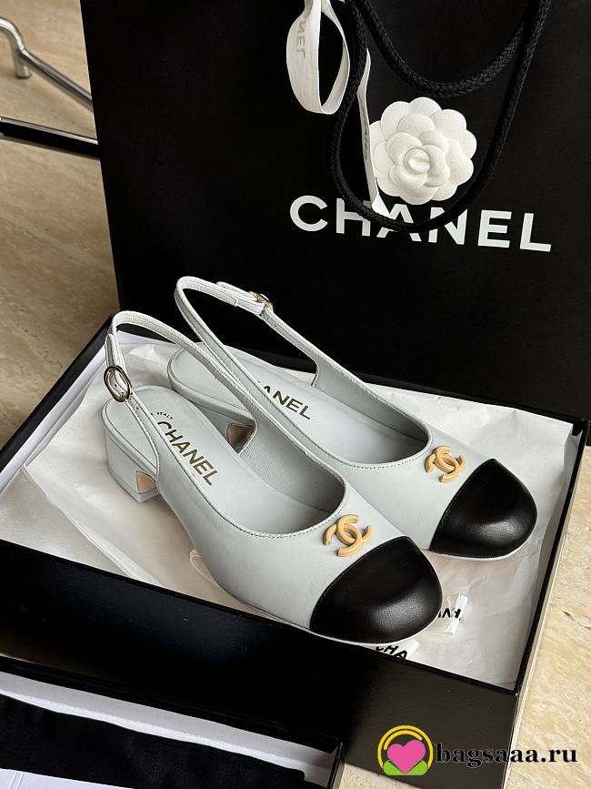 Bagsaaa Chanel Slingbacks Calfskin White & Black G45768 - 1