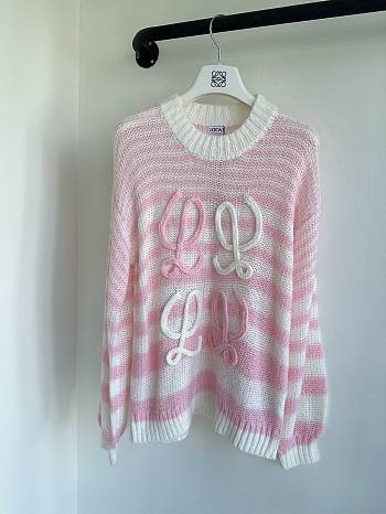 Bagsaaa Loewe Anagram Sweater In Mohair White & Pink